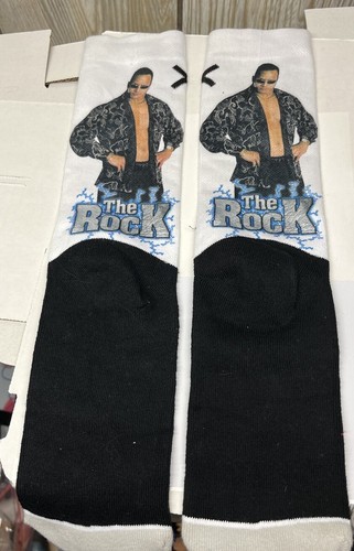 Mens Crew Socks WWE The Rock Medium NEW 6-10 1 Pair Women's 5-10 WWF Attitude - Picture 2 of 2