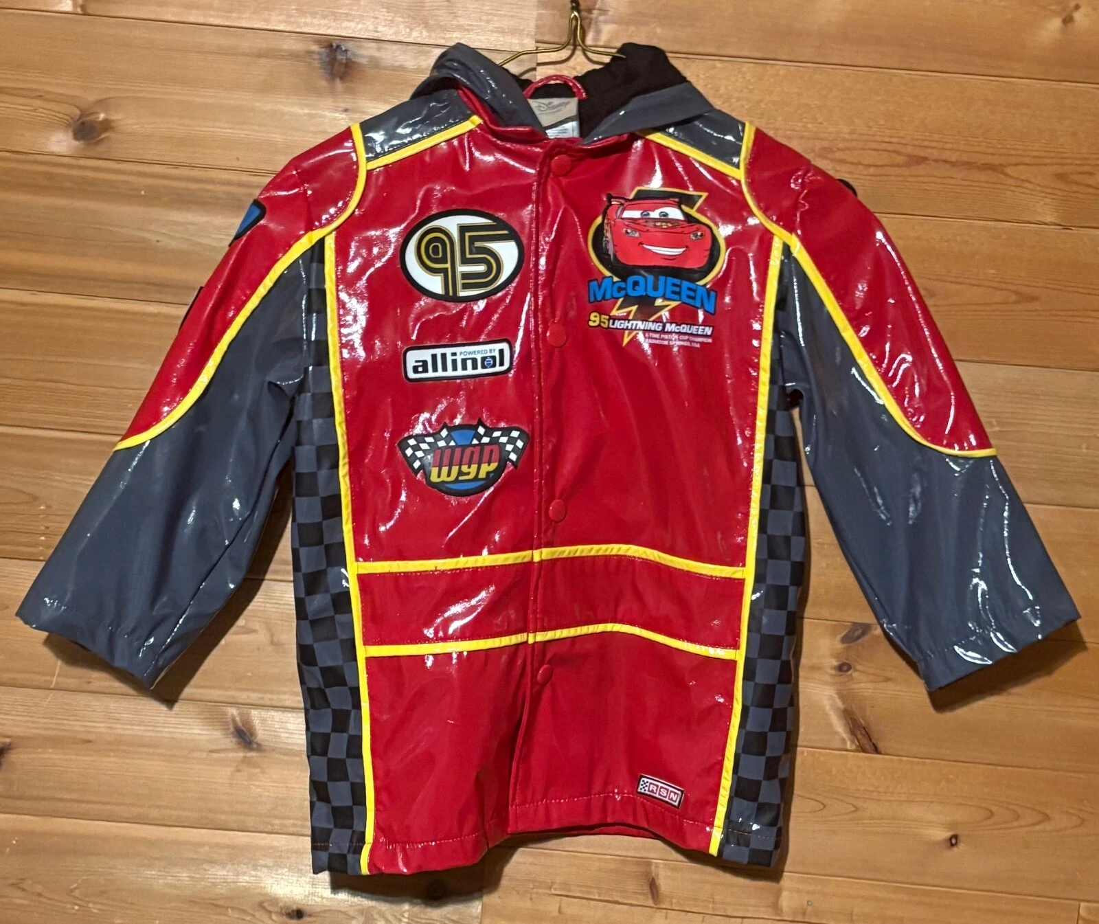 ALEXANDER MCQUEEN Giacca impermeabile con cappuccio Disney Store Saetta McQueen CARS taglia 2 3 XS