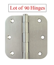 90 Satin Nickel 3.5" X 3.5" w 5/8" Radius Round Corner Door Hinges Interior 3 in