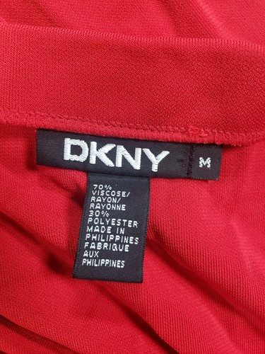 DKNY Womens Wrap Knee Length Skirt Medium Red Viscose Polyester Y2k Vintage - Picture 7 of 11