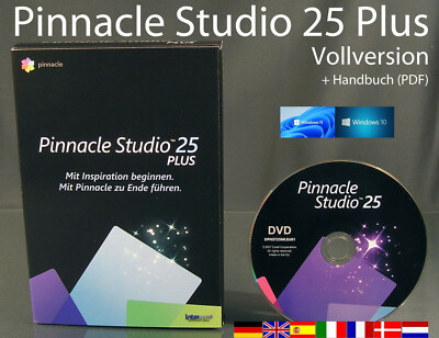 Pinnacle Studio 25 Plus Vollversion Box + DVD 4K Videosoftware +Handbuch NEU