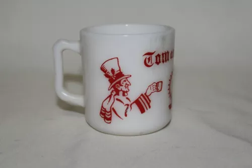 Tom & Jerry Holiday Christmas EGGNOG-PUNCH MUG-Cup MILK GLASS Hazel Atlas Vtg