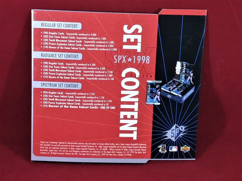 1998 Upper Deck SPX Finite Series One Publicidade Desdobrável Ken Griffesy Jr /5500 - Imagem 4 de 4