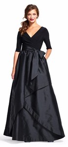 Adrianna Papell Black Ivory Blouse Taffeta Ball Gown sz 4 Long Sleeve Modest