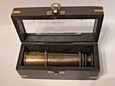 Vintage Royal Navy Telescope in Wooden Box To Her Majesty A. Maspoli Replica