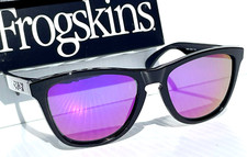 NEW Oakley Frogskins Shiny Black POLARIZED Galaxy Purple Lens Sunglass 9013
