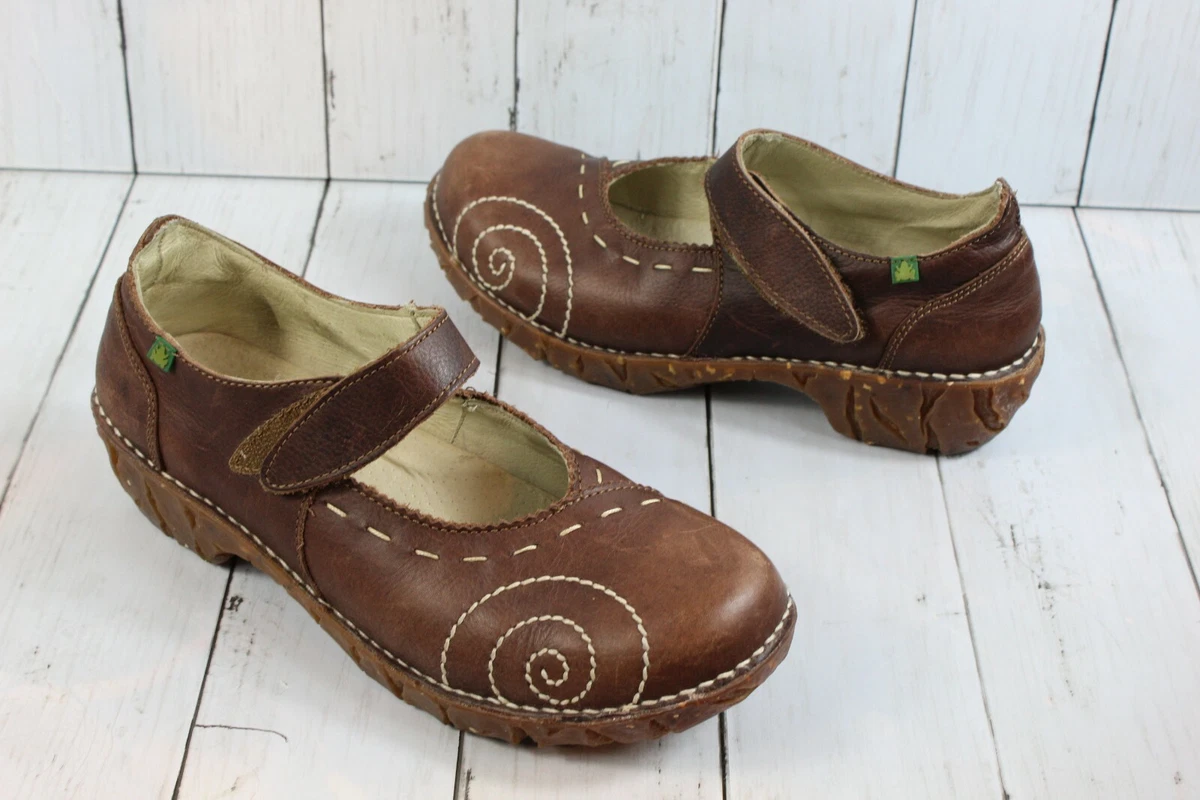 El Naturalista Sz 9 EUR 40 Iggdrasil Leather Mary Jane Clogs Rubber Shoes  Brown