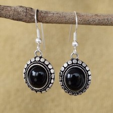 Black Onyx 925 Sterling silver women handmade Earrings Silver Jewelry Gift
