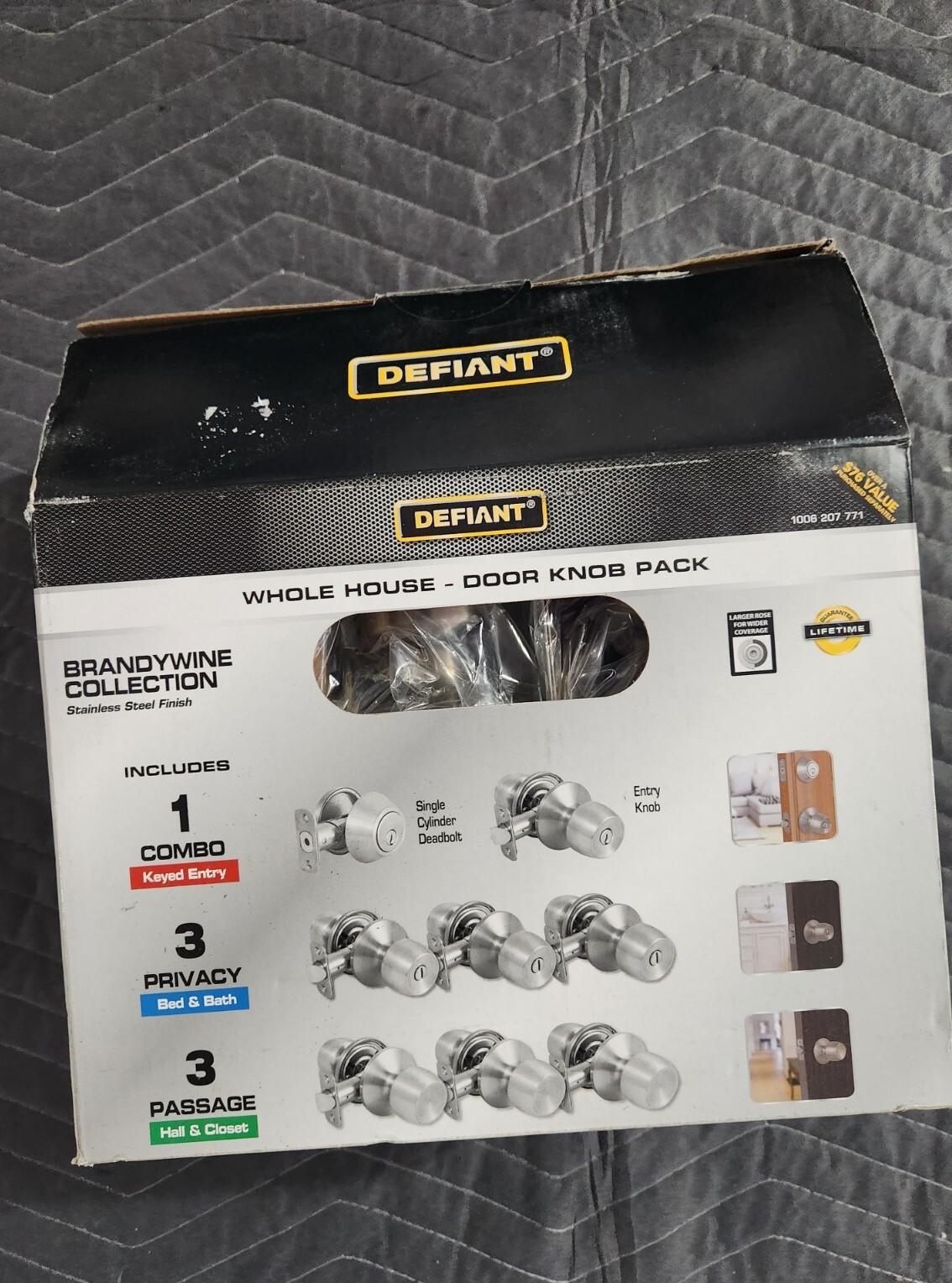 Defiant Whole House Door Knob Pack 1 Entry Knob 1 Deadbolt 3 Privacy 3