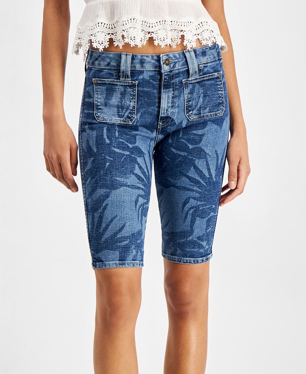 GUESS Women's Mika Denim Bermuda Shorts Blue Size 24 eBay