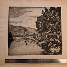 ANTICA ACQUAFORTE O. Pogliaghi ( Firenze 1891 – Gerba 1974)  Arno presso Firenze