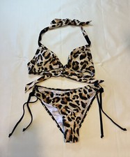 Ladies XS Cheetah Print Bikini E15