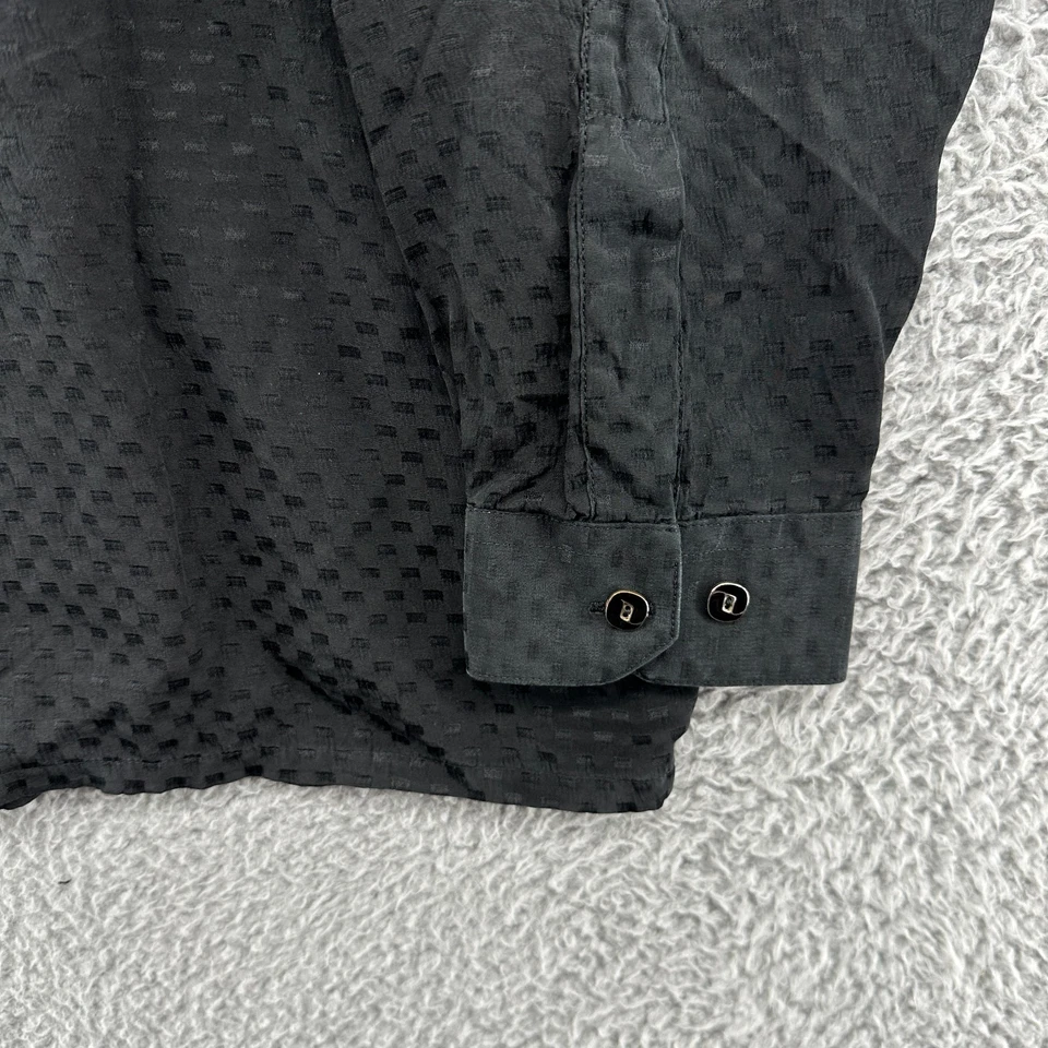 Vintage Genelli Shirt Mens XL Checkered Long Sleeve Disco Button Up Silk Shirt - Image 4 of 4