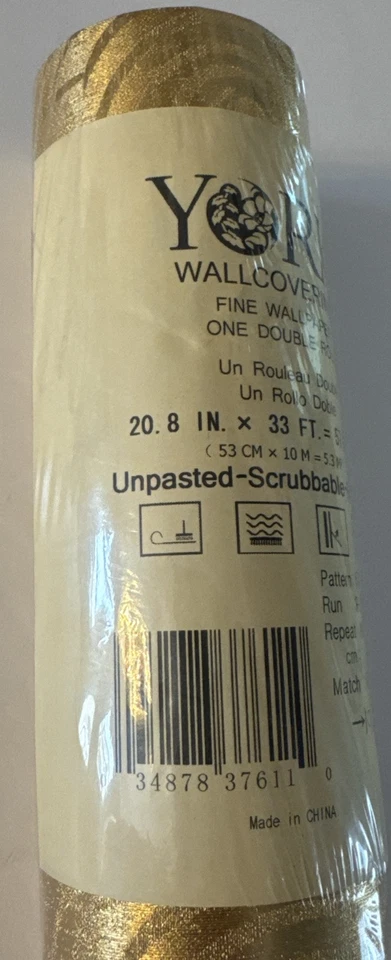 York Wallcoverings 677003 Wallpaper One Double Roll 57 Sq Ft New Gold Sealed - Image 3 of 4