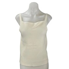 NEW Abercrombie  Fitch Cream Sleeveless Rib Knit Cami Camisole Crop Tank Top L