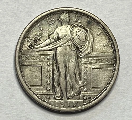 1917-P Type 1 Standing Liberty Quarter - Nice Better Date 25C; W005