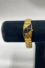 Vintage Seiko Women's Gold Tone Asymmetrical Black Dial Quartz Watch 4N00-6411