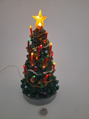 Rare Lemax Christmas Village Lighted Tree Resin Multicolor Lights Candles READ