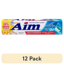 New (12 pack) AIM Cavity Protection Toothpaste, Ultra Mint Gel, 5.5 oz