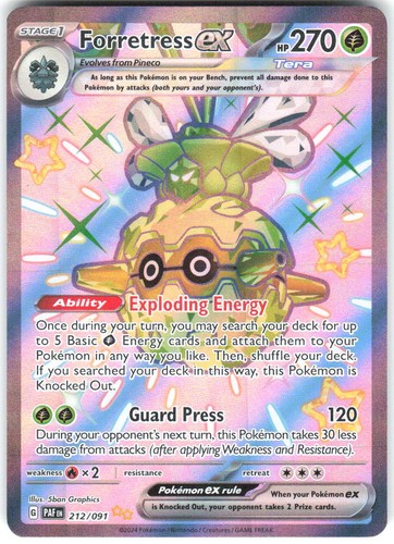 Forretress ex 212/091 SV: Paldean Fates Holofoil