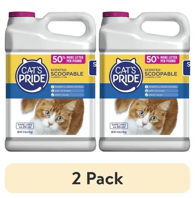 2 pack Cats Pride Scented Scoopable Cat Litter 12 lb Jug Low Dust Kitty Litter