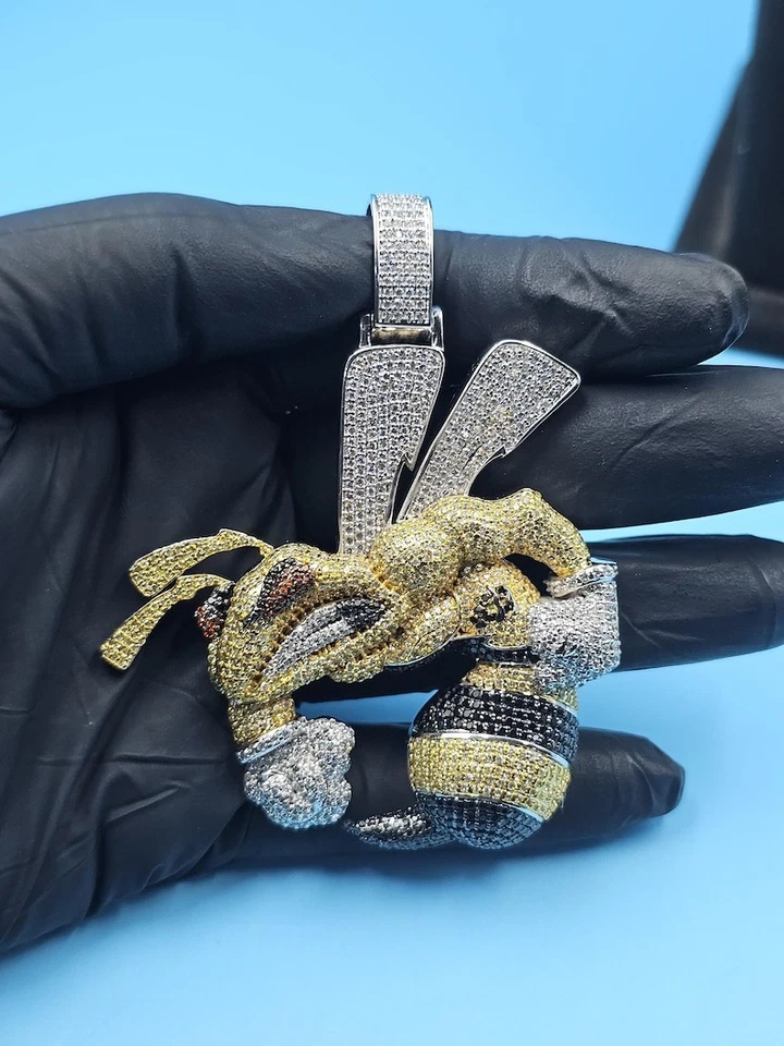 Colgante de abeja creado en laboratorio diamante amarillo abejorro encanto para hombre Foto 4 de 4