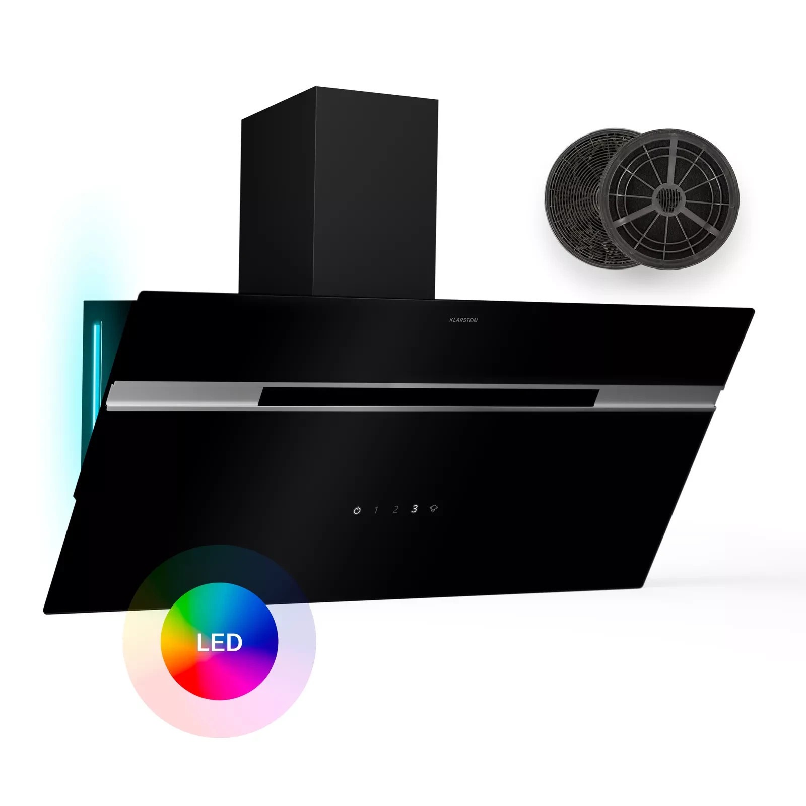Hotte aspirante murale 90 cm Klarstein 600 m³/h avec éclairage LED classe A
