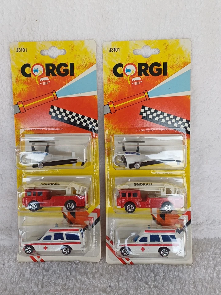 Corgi Juniors Emergency Triple Pack Sets X 2 In Trade Sleeves From 1986 J3101 - Image 2 of 4