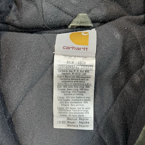 Vintage Carhartt J130 Jacket Mens Medium MOS Moss Green Faded Canvas Quilted - Picture 6 of 10