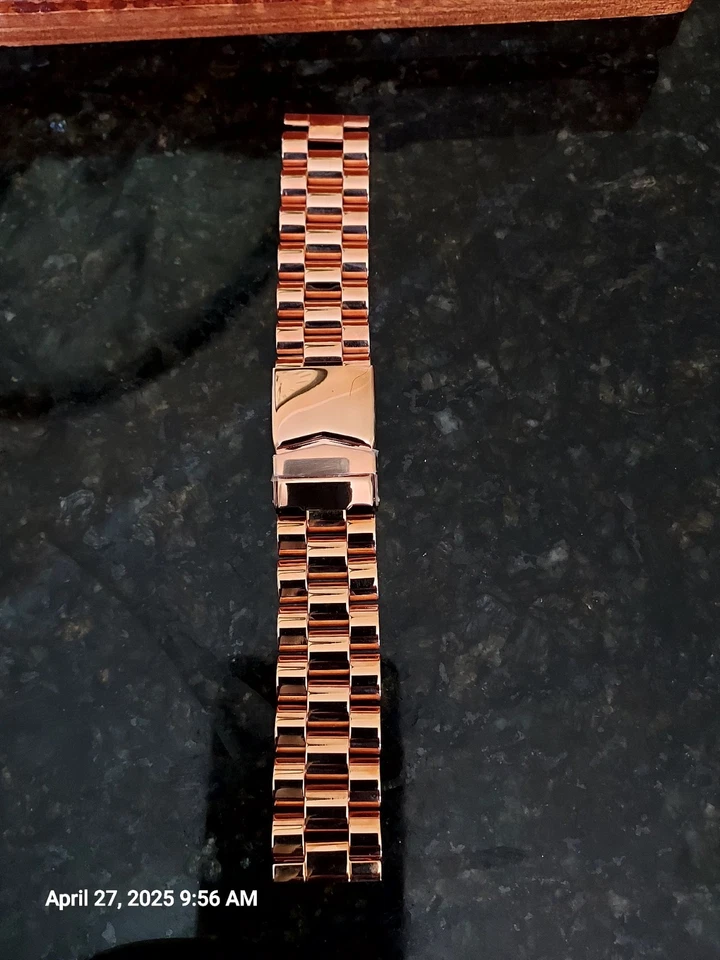 Correa de reloj Hadley-Roma Presidencial enchapada en color oro rosa 22 mm perfecta Foto 2 de 4