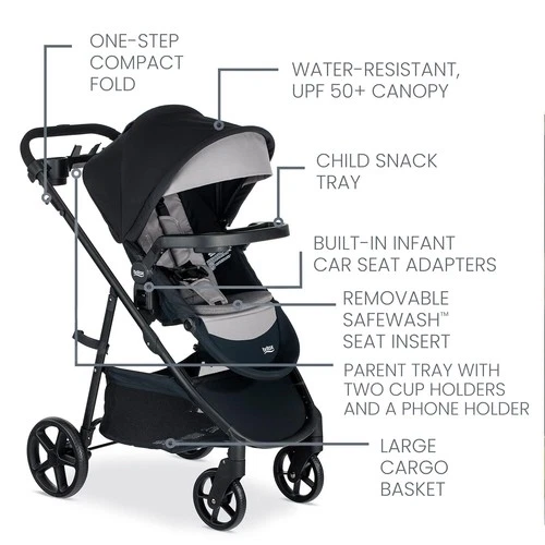 Britax Brook+ Modular Stroller Graphite Onyx, Infant to Toddler Brand New - Picture 3 of 8