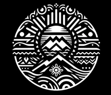 8” Tribal Zia Sun Mountain Symbol Design White Vinyl Decal Car Truck Window