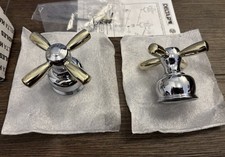Delta H46CB Neo Medium Metal Cross Lavatory Handles - Chrome/Polished Brass