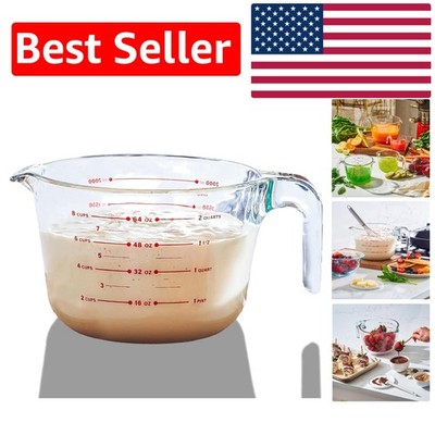 Extra-Large 8 Cup Glass Measuring Cup - Ergonomic Design for Mess-Free Pouring