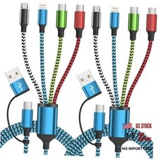4 in 2 Multi Charging Cable, USBA/C Universal Charging Green Red Blue White