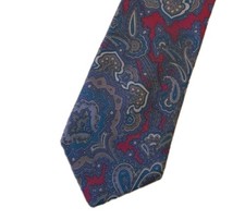 Vintage Bill Blass Paisley Tie Blues Red Classic Print