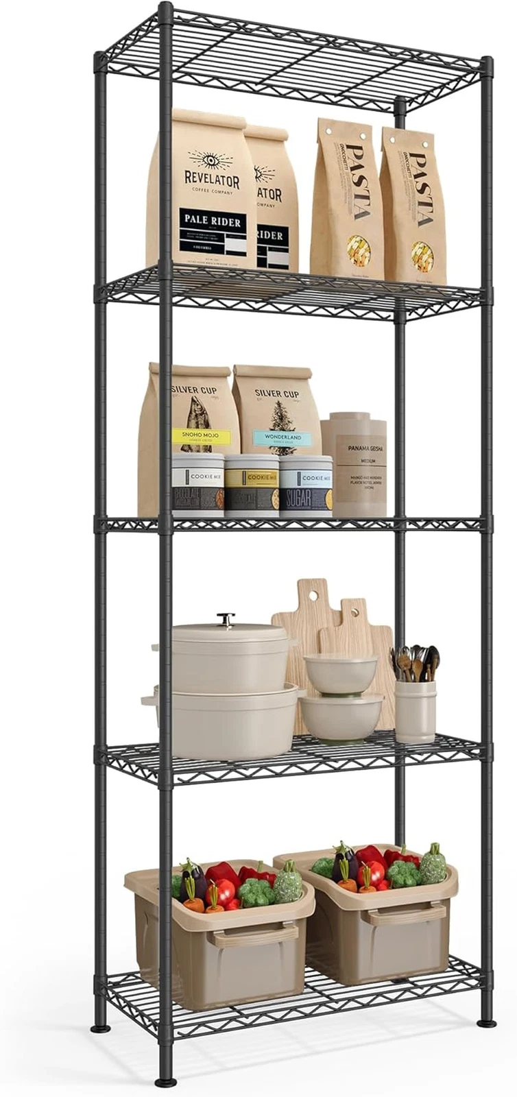 Storage Shelf, Metal Garage Shelving Unit, Adjustable Shelves, for Garage, Bedro
