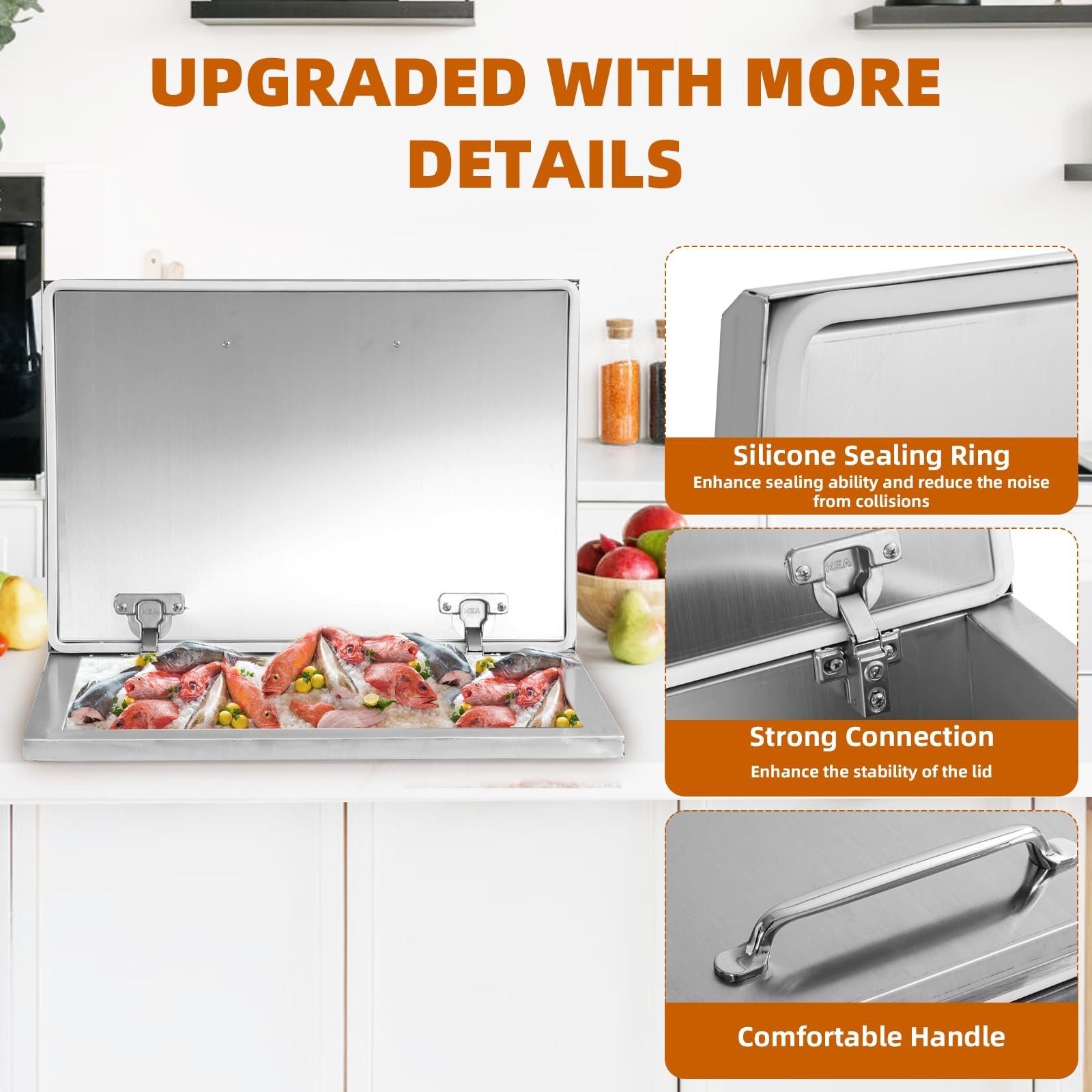 Stainless Steel Drop-in Ice Chest Ice Bin Sink Bar Ice Bucket 20" x 13" x 14"