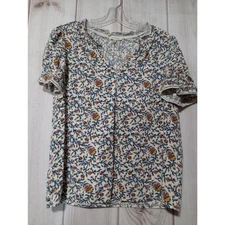Max Studio Shirt Ladies Large Floral Blouse Short Sleeve