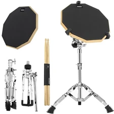 Drum Pad Stand Set with 12'' Double Sided Silent Pad, 5A Drum Sticks, Adjusta...
