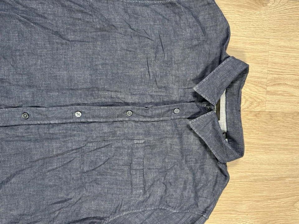 VINCE Regular Fit Double Face Button Down Shirt Brushed Cotton Size Medium Blue - Image 4 of 4