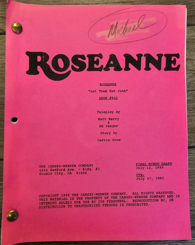 Michael Fishman's Original Script Roseanne Episode #902 "Millions From Heaven"