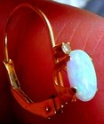14K Solid Yellow Gold Natural, Oval Cut, Fire Opal Drop/Dangle Single Earring  — photo 5