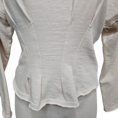 NWT Anthropologie Pilcro Corset Sweatshirt Womens Size XXS Cotton Cream Neutral - Picture 8 of 9