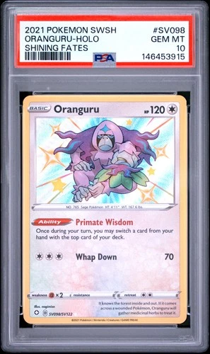2021 POKEMON SWORD & SHIELD SHINING FATES #SV098 ORANGURU-HOLO PSA 10