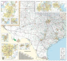Texas State Executive City and County Executive Laminated Wall Map Poster