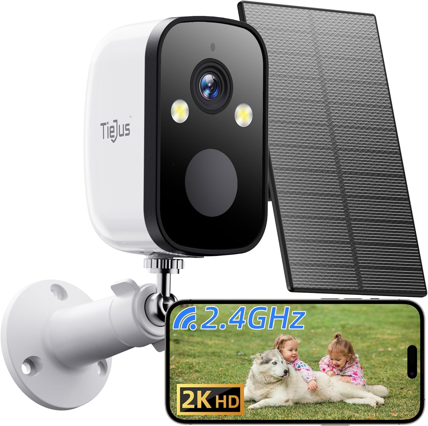 Wireless Outdoor Security Cameras with Solar Panel 2K for Home Monitoring