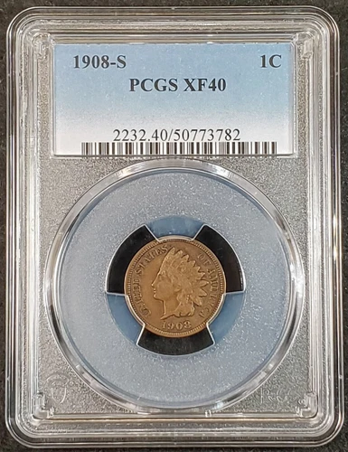 1908-S Indian Head Cent PCGS XF40 2232.40/50773782 Exquisite Coin Rare