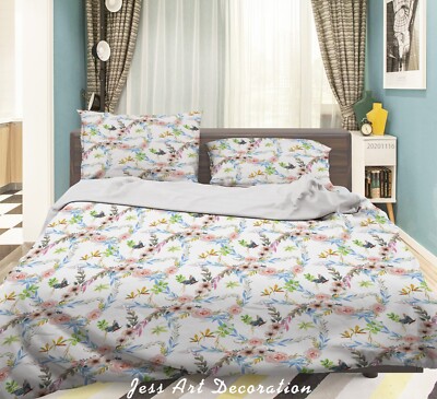 3D Butterfly Floral Pink Green Quilt Cover Set Duvet Cover Bedding Pillowcases