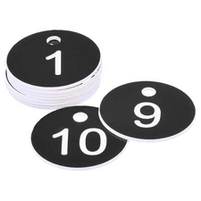 Round 1-10 Number Tag Key Tag Acrylic Engraved Black ID Tag for Decoration Pa...